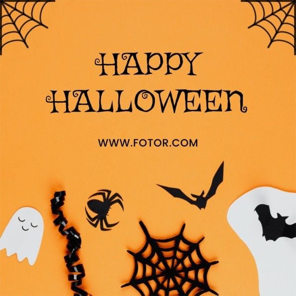 holiday, festival, celebration, Yellow Simple Halloween Instagram Post Template