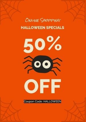 coupon, holiday, business, Orange Halloween Super Sale  Poster Template