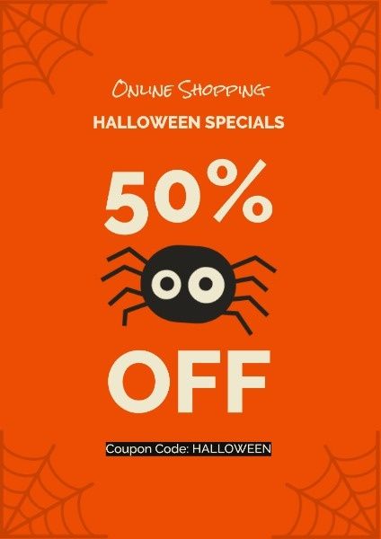 coupon, holiday, business, Orange Halloween Super Sale  Poster Template