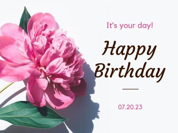 wishes, flower, bday, Simple Floral Happy Birthday Card Template