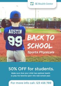 exercise, sport, sports, Student Back To School Physicals Flyer Template