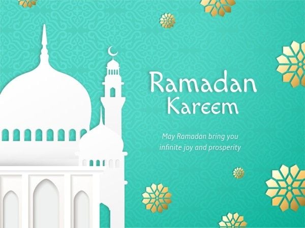 eid, mubarak, greeting, Green Paper Cut Style Ramadan Kareem  Card Template