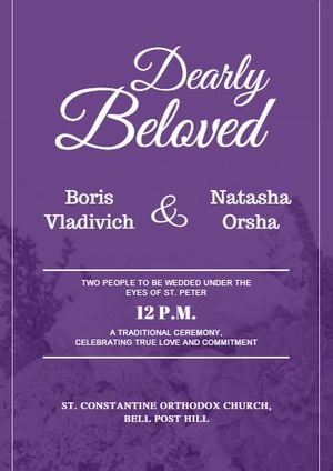 紫の結婚式最愛のパーティー 招待状