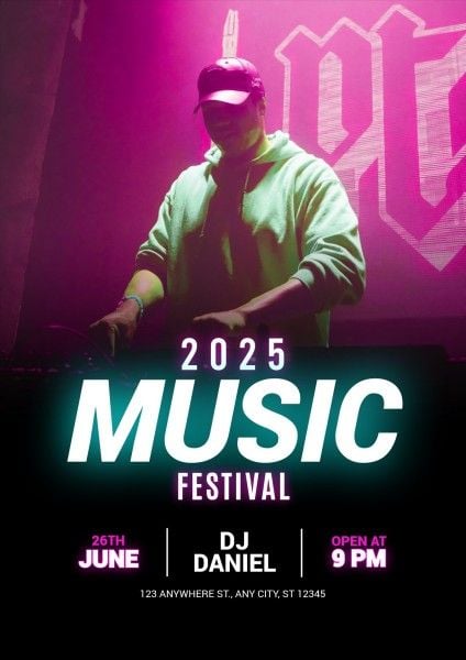 concert, event, party, Neon Music Festival Poster Template