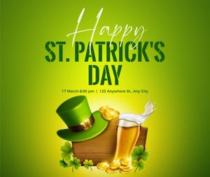 st patricks day, happy st patricks day, st. patrick, Green Saint Patricks Day  Bear Party Event Facebook Post Template