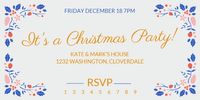 party, event, holiday, White Simple Christmas Floral Invitation Twitter Post Template