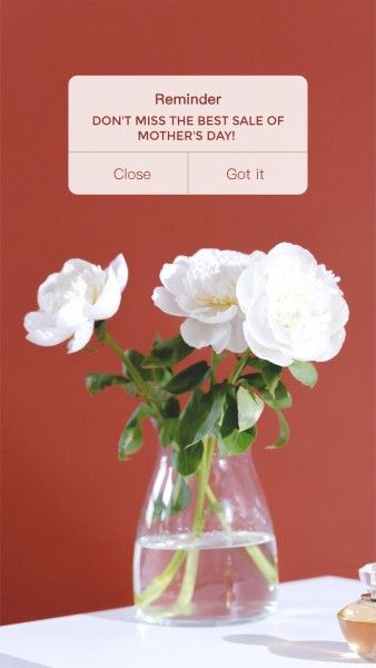 mothers day, mother day, mother's day sale, Red Floral Mother's Day Reminder Instagram Story Template