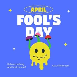 greeting, celebration, festival, Blue Groovy April Fools' Day Instagram Post Template