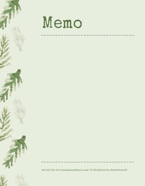 Green Leaf Background Memo Memo