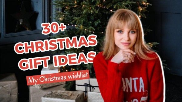 xmas, holiday gift, holiday, Red Christmas Gift Ideas Youtube Thumbnail Template