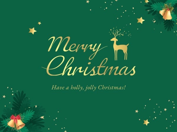 グリーンエレガントメリークリスマス メッセージカード