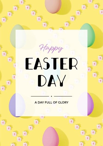 festival, celebration, celebrate, Lemon Yellow Modern Easter Greeting Poster Template