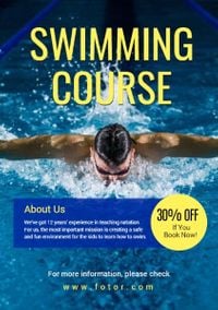 poster, education, institute, Men's Swimming Course Flyer Template