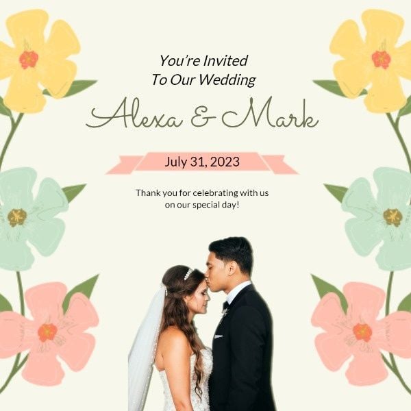 marry, couple, flower, Welcome You Instagram Post Template