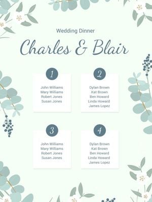 Green Plants Background Seating Chart