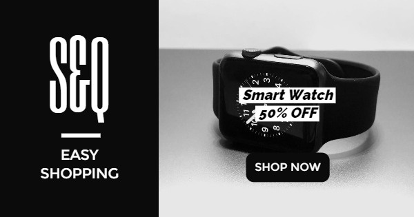 Online Sale Black Smart Watch Banner Ads Facebook Ad Medium