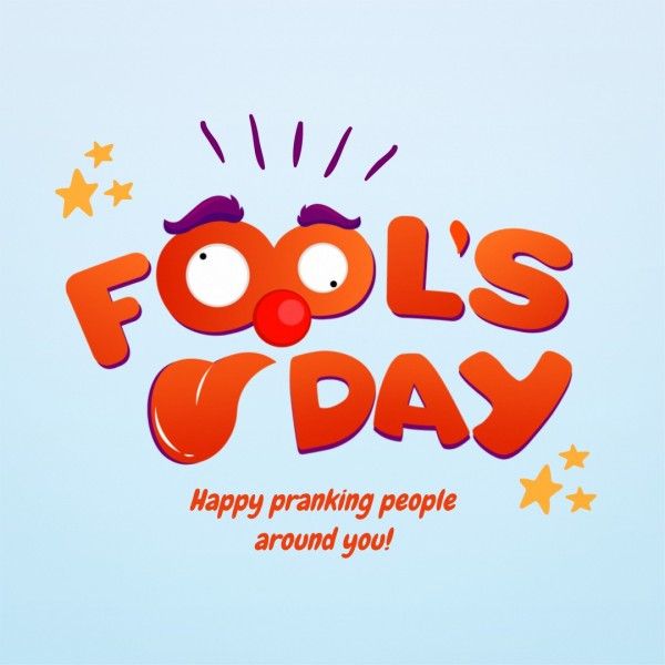 celebration, festival, greeting, Red And Blue Cartoon Illustrated  April Fools' Day Instagram Post Template