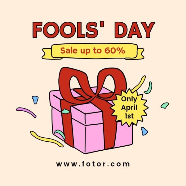 april fools' day, celebration, festival, Colorful Simple Illustration April Fools' Sale Instagram Post Template