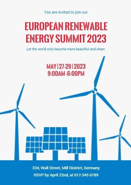 ecology, environment, power generation, Renewable Energy Summit Invitation Template