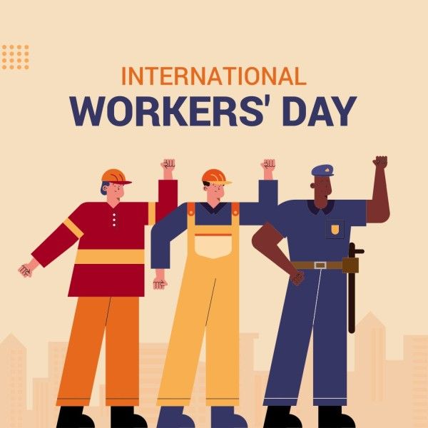 Beige Illustration International Workers' Day Instagram Post Template ...