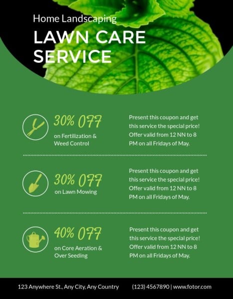 Green Simple Lawn Care Service Voucher Coupon