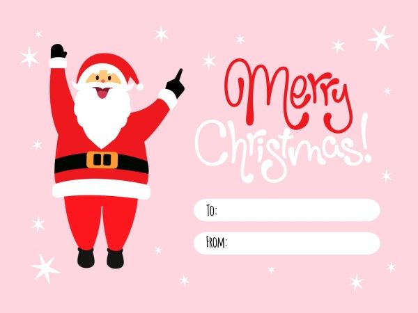 ピンクの漫画サンタクロースメリークリスマス メッセージカード