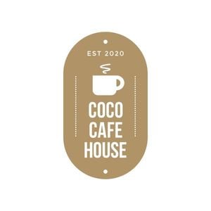 棕色咖啡馆房子标志 Logo