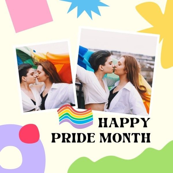 photo collage, lgbt, lgbtq, Yellow Abstract Pride Month Love Instagram Post Template