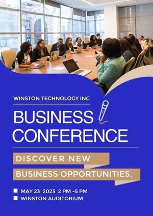 company, meeting, investment, Blue Business Conference Poster Template
