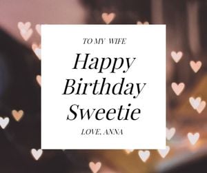 happy birthday, life, love, Pink Heart Birthday Card Facebook Post Template