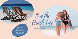 lifestyle, vacation, travel, Pink Beach Resort Ads Twitter Post Template