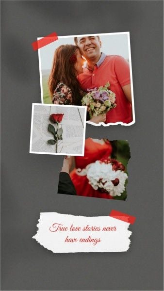 love, valentine, valentine's day, Red And Black Scrapbook Collage Photo Collage 9:16 Template