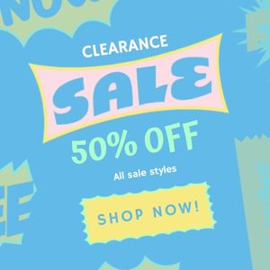discount, market, promotion, Blue Clearance Sale Ads  Instagram Post Template