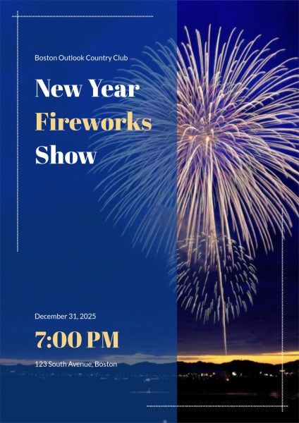 celebration, new start, life, New Year Fireworks Show Poster Template