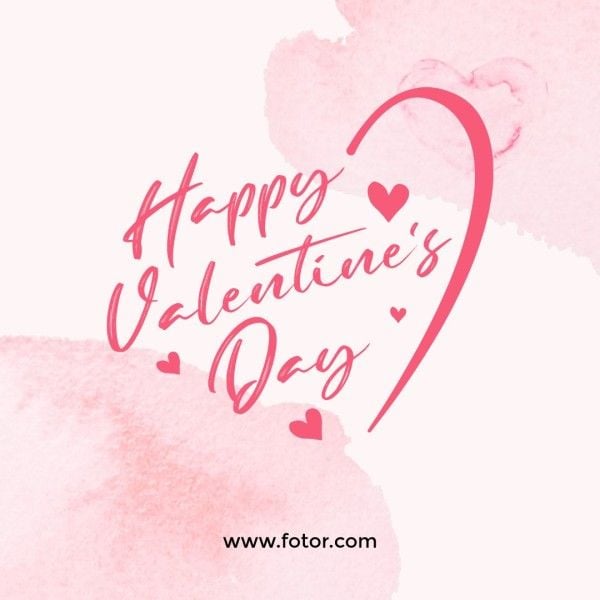 love, life, illustration, Pink Happy Valentines Day Wish Instagram Post Template
