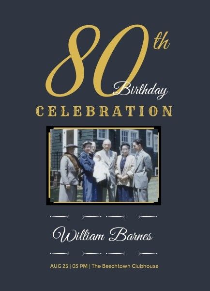 celebration, party, 80, Birthday  Announcement Template
