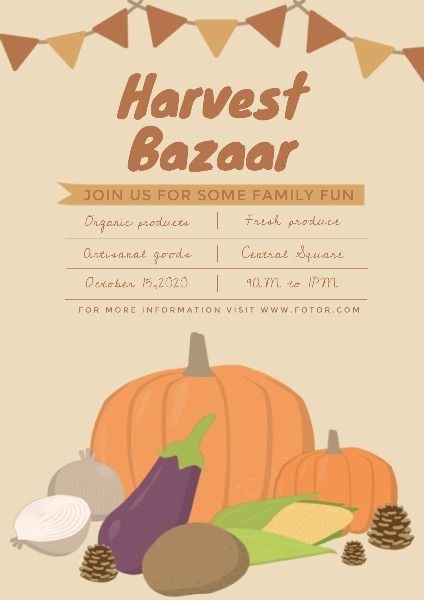 harvest bazaar, autumn, fall, Harvest farm market Flyer Template
