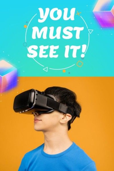 technology, boy, character, Blue And Yellow VR Game Tumblr Graphic Template