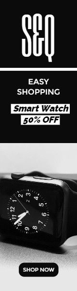 Online Sale Black Smart Watch Banner Ads Wide Skyscraper