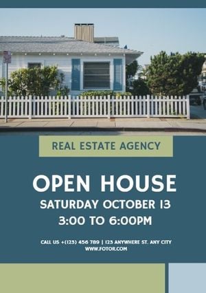Green And Blue Open House Flyer