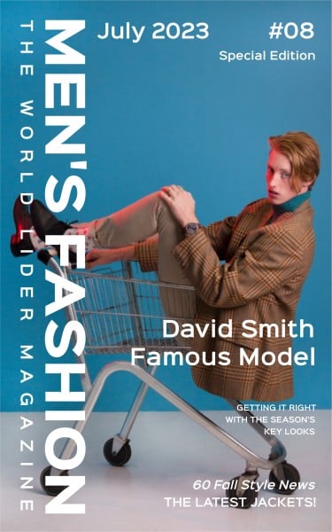 Blue Men's Fashion Magazine Cover Book Cover