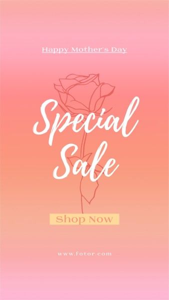 mothers day, mother day, promotion, Yellow Pink Illustration Mother's Day Sale Instagram Story Template