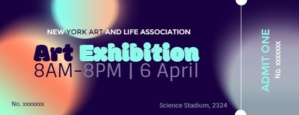 event, show, exihibition, Dark Gradient Art Exhibition Ticket Template