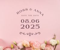 engagement, save the date, flower, Pink Minimal Floral Wedding Invitation Facebook Post Template