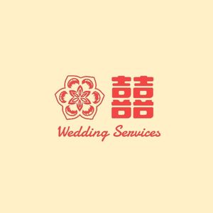 flower, marriage, character, Red Wedding Service Logo Template