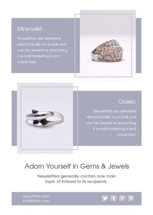 jewelry, charming jewelry, elegance, Blue Newsletter Template