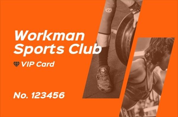 fitness, exercise, vip, Orange Modern Sports Club ID Card Template