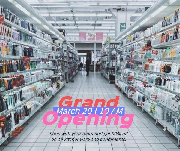 store, shop, mall, Market Grand Opening Sale Facebook Post Template