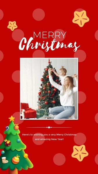 xmas, merry christmas, holiday, Red Christmas Wish Love Family Collage Instagram Story Template