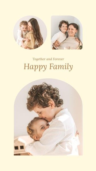 love, simple, clean, Brown And Yellow Modern Family Collage Photo Collage 9:16 Template
